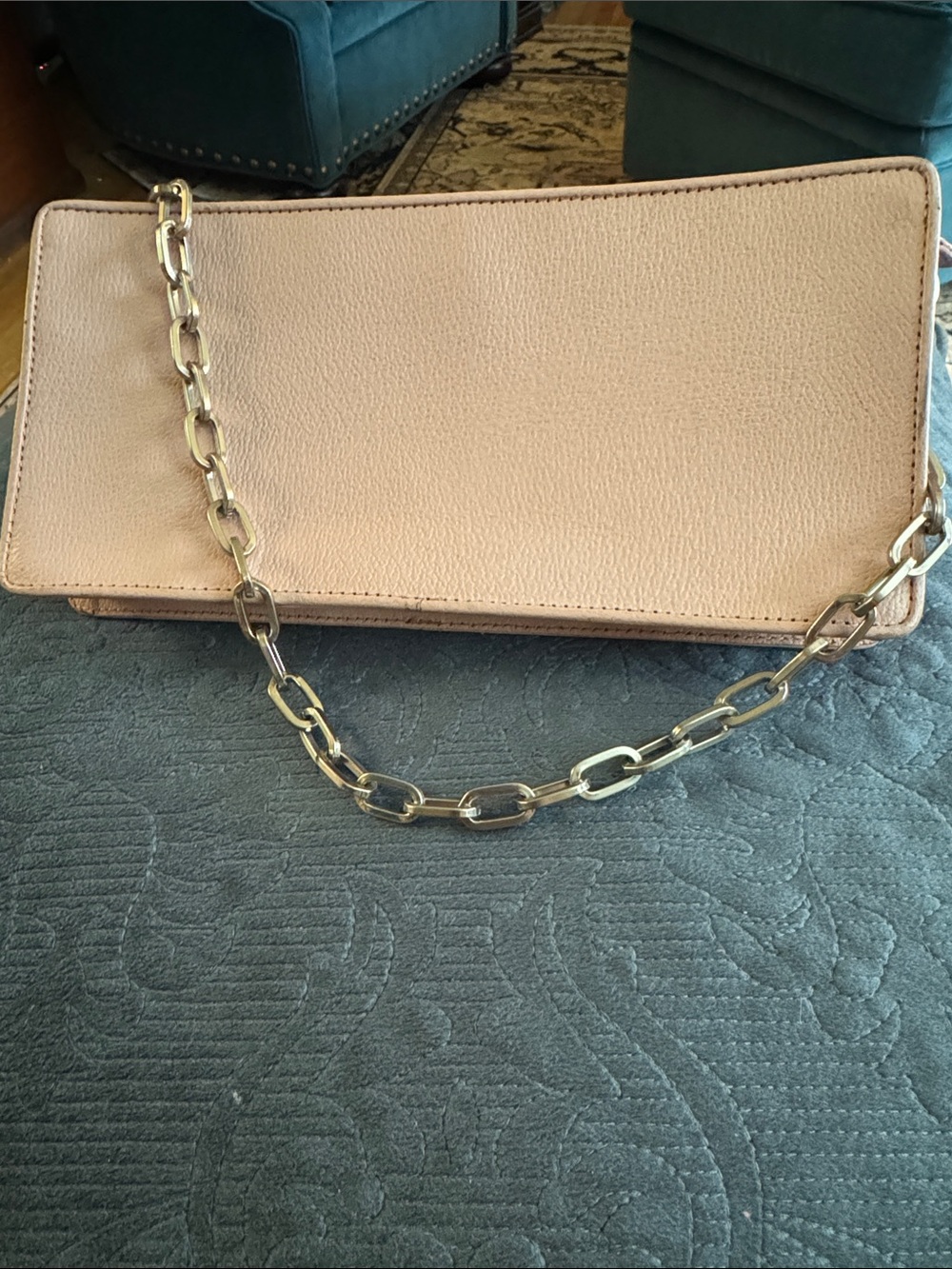 Ann Taylor Blush Pink Chain-Handle Clutch